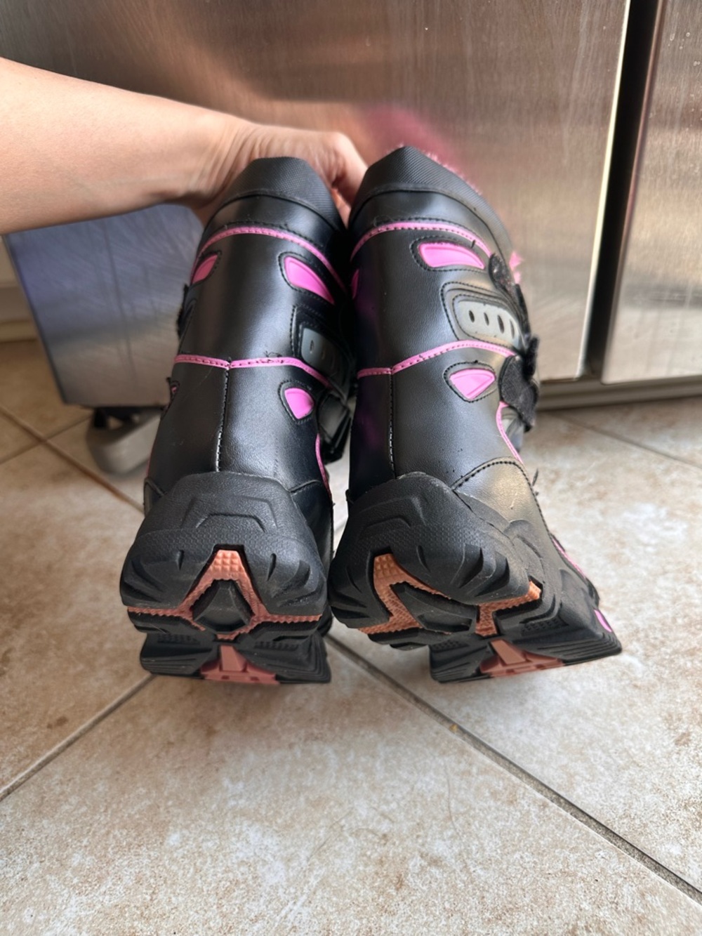 Black Kids Winter Boots with Pink Fur Lining, Toddler SZ 12 - Picture 3 of 7
